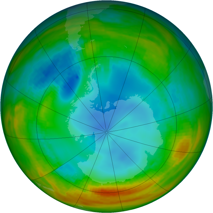 Antarctic ozone map for 31 July 1984